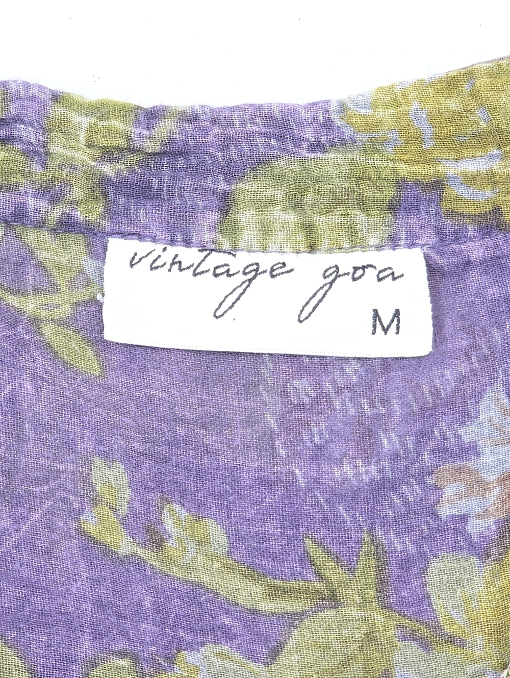 Vintage GOA Sheer Cotton Embroidered Floral Blouse Roll Tab Sleeves Size M - Picture 6 of 8